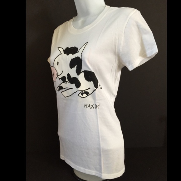 Hyp Cow Animal Art Graphic Tee White T-shirt from Maximsart - Picture 3 of 4